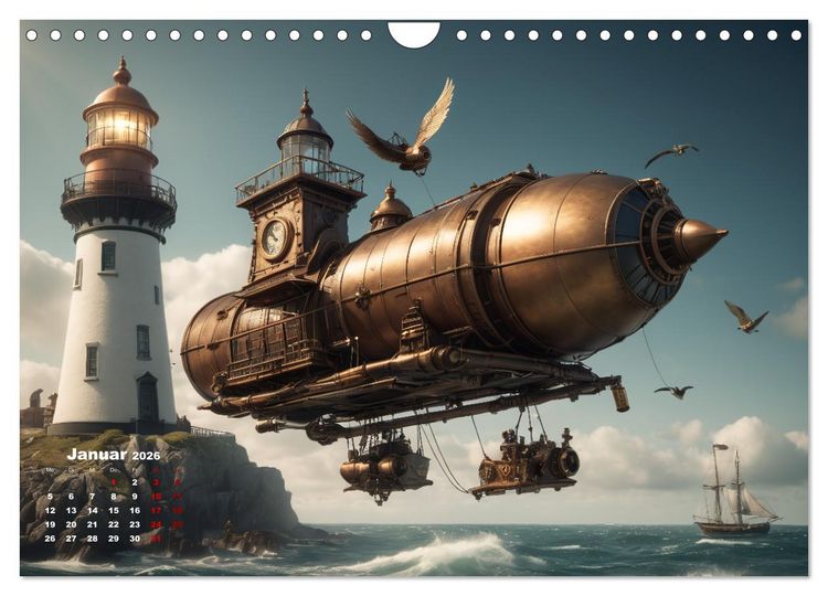Produktbild: Steampunk - Die Welt der Leuchtt&uuml;rme (Wandkalender 2026 DIN A4 quer), CALVENDO Monatskalender