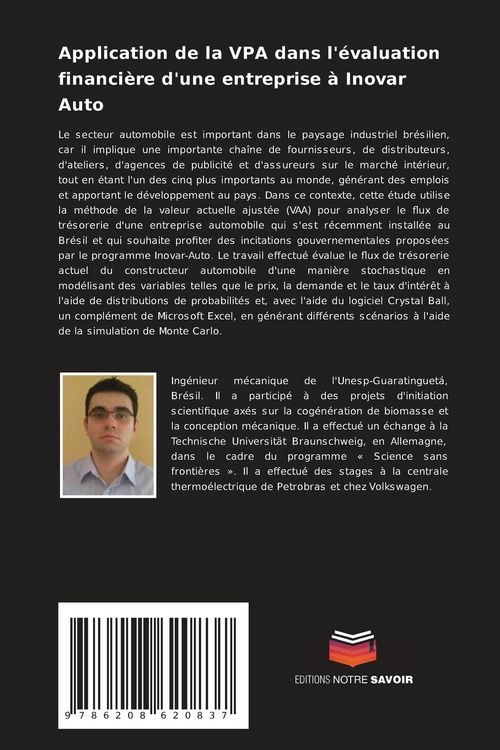 Produktbild: Application de la VPA dans l'&eacute;valuation financi&egrave;re d'une entreprise &agrave; Inovar Auto