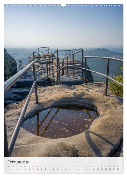 Produktbild: Bastei und Lilienstein - Unterwegs an zwei m&auml;rchenhaften Orten in der S&auml;chsischen Schweiz (hochwertiger Premium Wandkalender 2026 DIN A2 hoch), Kunstdruck in Hochglanz
