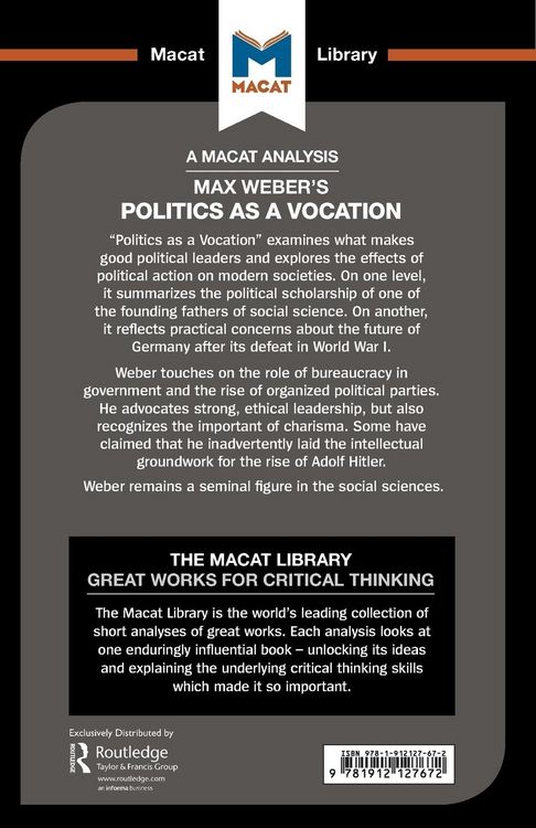 Produktbild: An Analysis of Max Weber's Politics as a Vocation