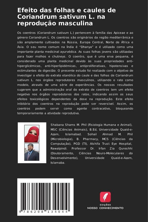 Produktbild: Efeito das folhas e caules de Coriandrum sativum L. na reprodu&ccedil;&atilde;o masculina