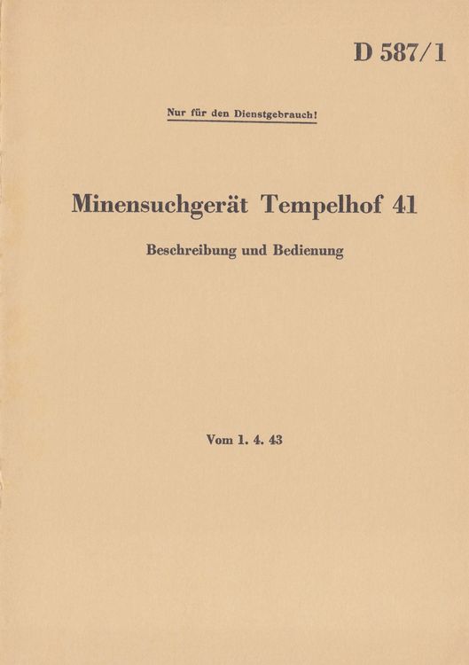Produktbild: D 587/1 Minensuchger&auml;t Tempelhof 41 - Beschreibung und Bedienung
