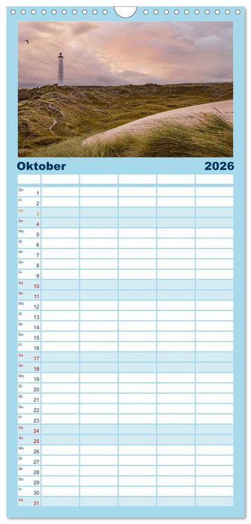 Produktbild: Familienplaner 2026 - D&auml;nemarks Nordseezauber mit 5 Spalten (Wandkalender, 21 x 45 cm) CALVENDO