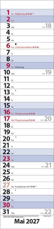 Produktbild: Streifenplaner Compact Blau 2027