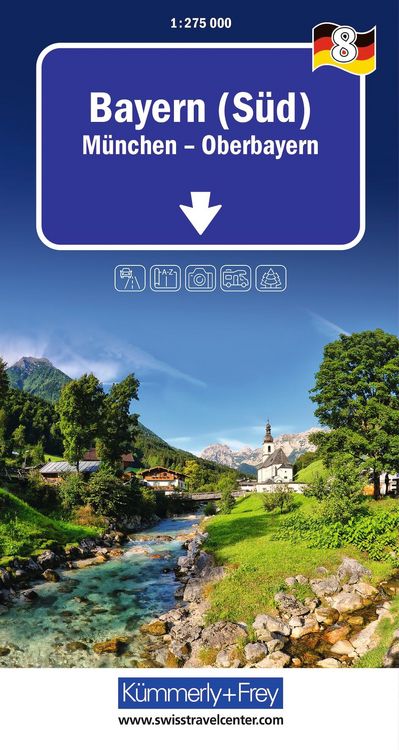 Produktbild: K&uuml;mmerly+Frey Regional-Strassenkarte 8 Bayern S&uuml;d 1:275.000