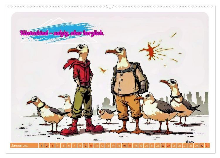 Produktbild: Norddeutsch Cool - Comic (hochwertiger Premium Wandkalender 2027 DIN A2 quer), Kunstdruck in Hochglanz
