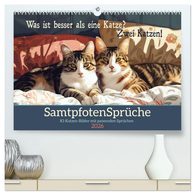 Produktbild: Samtpfotenspr&uuml;che (hochwertiger Premium Wandkalender 2026 DIN A2 quer), Kunstdruck in Hochglanz