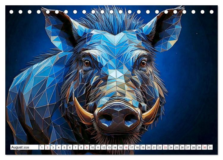 Produktbild: Low Poly Wildlife (Tischkalender 2026 DIN A5 quer), CALVENDO Monatskalender