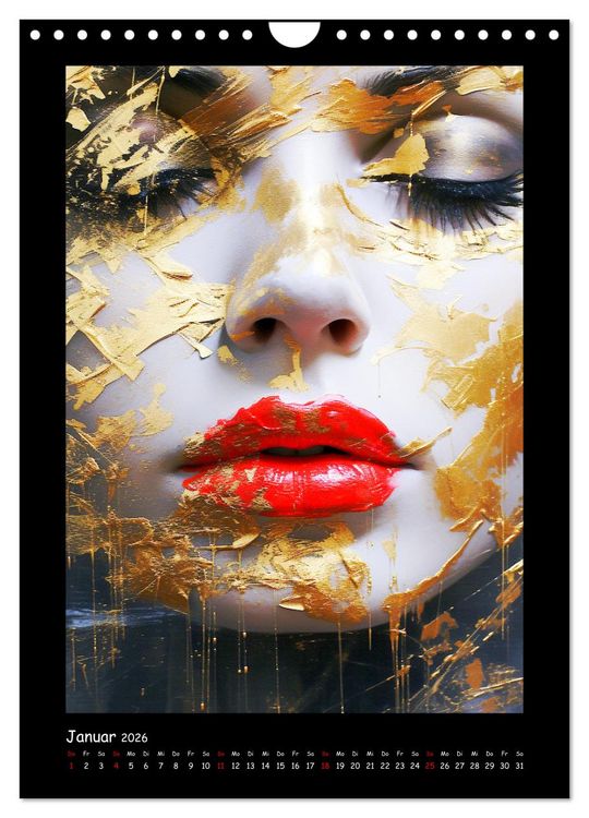 Produktbild: Goldene Portraits. Fusion von Kunst und &Auml;sthetik (Wandkalender 2026 DIN A4 hoch), CALVENDO Monatskalender