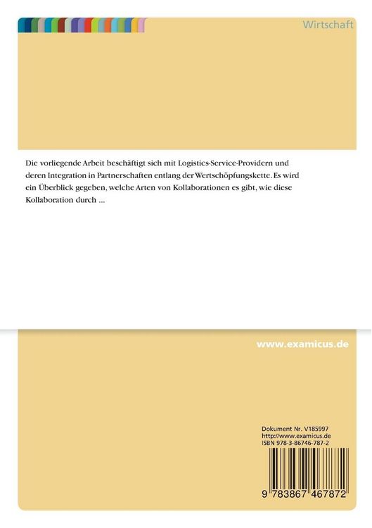 Produktbild: Integration eines Logistics-Service-Providers in die Supply Chain Collaboration