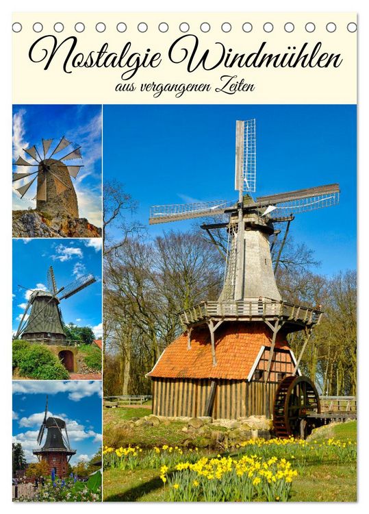 Produktbild: Nostalgie Windm&uuml;hlen (Tischkalender 2026 DIN A5 hoch), CALVENDO Monatskalender