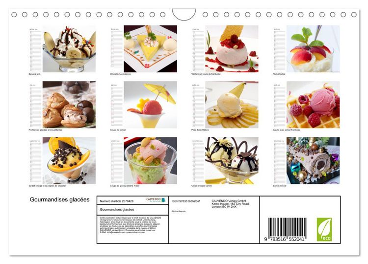 Produktbild: Gourmandises glac&eacute;es (Calendrier mural 2026 DIN A4 vertical), CALVENDO calendrier mensuel
