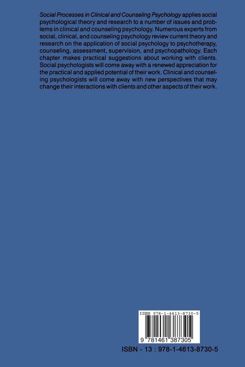 Produktbild: Social Processes in Clinical and Counseling Psychology