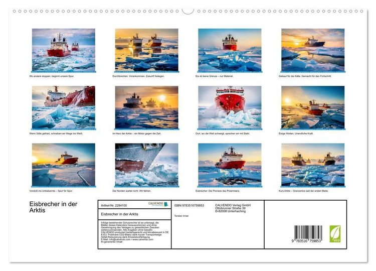 Produktbild: Eisbrecher in der Arktis (hochwertiger Premium Wandkalender 2027 DIN A2 quer), Kunstdruck in Hochglanz