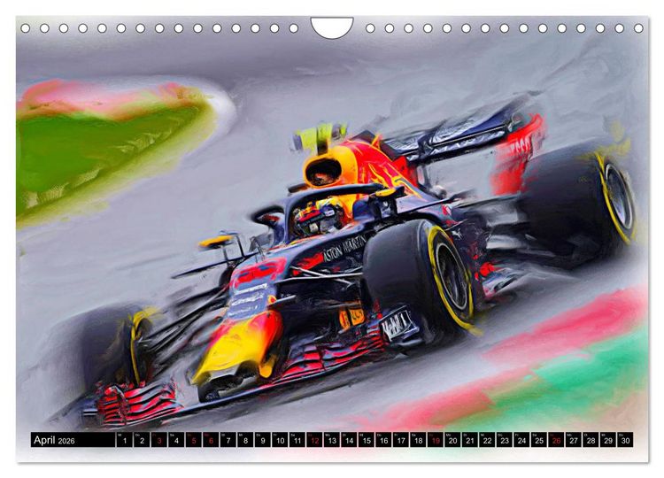 Produktbild: Vollgas im Monoposto - Digital Arts rund um die Formel 1 von Jean-Louis Glineur (Wandkalender 2026 DIN A4 quer), CALVENDO Monatskalender