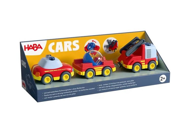 Produktbild: HABA 2013816001 - CARS Feuerwehr-Spielset mit 2 Autos, H&auml;nger und Wasser-Kugel