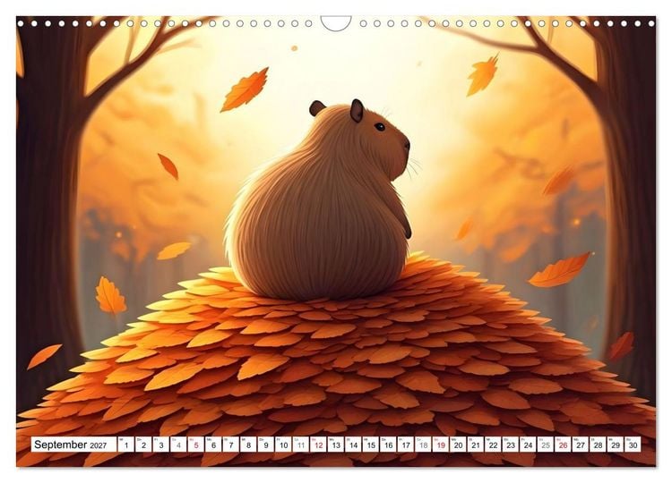 Produktbild: Capybara Carlo und die vier Jahreszeiten (Wandkalender 2027 DIN A3 quer), CALVENDO Monatskalender