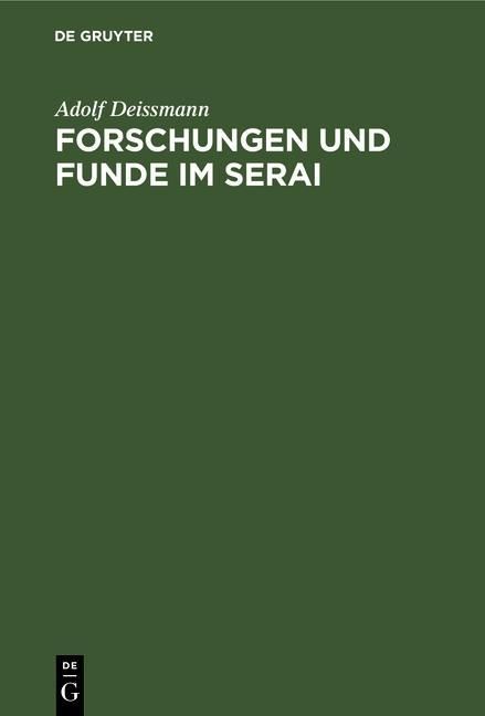 Produktbild: Forschungen und Funde im Serai