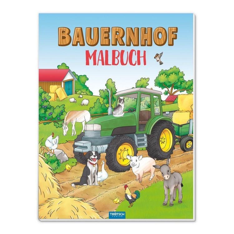 Produktbild: TR&Ouml;TSCH - Malbuch Bauernhof Mal- und Spielspa&szlig; |Malbuch mit Spielzeug-Traktor und Anh&auml;nger | Ab 3 Jahren