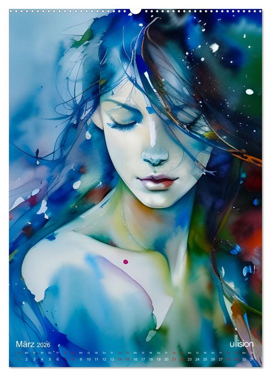 Produktbild: WILD FREI SCH&Ouml;N Aquarell-Portraits (hochwertiger Premium Wandkalender 2026 DIN A2 hoch), Kunstdruck in Hochglanz