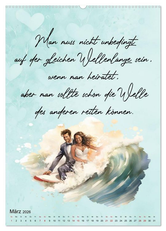 Produktbild: Hochzeitsspr&uuml;che (hochwertiger Premium Wandkalender 2026 DIN A2 hoch), Kunstdruck in Hochglanz