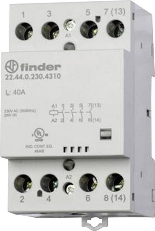 Produktbild: Finder 22.44.0.024.4310 Sch&uuml;tz 4 Schlie&szlig;er 24 V/DC, 24 V/AC 40A 1St.