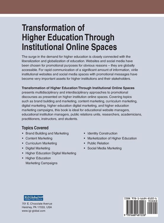 Produktbild: Transformation of Higher Education Through Institutional Online Spaces