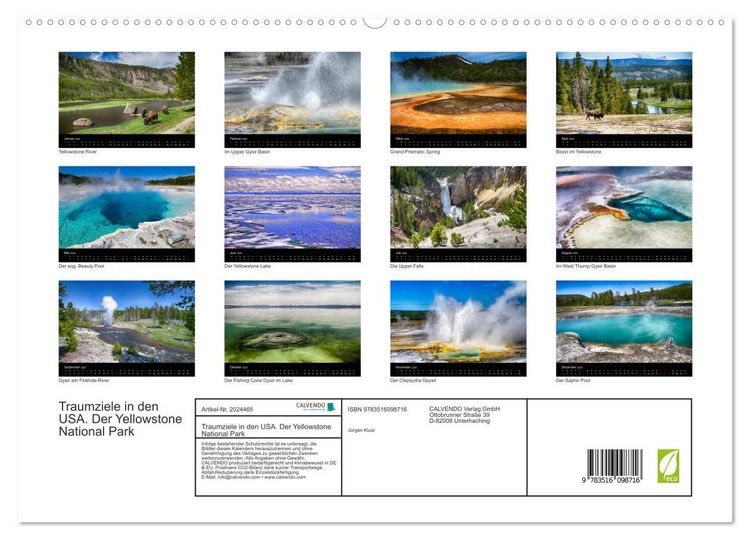 Produktbild: Traumziele in den USA. Der Yellowstone National Park (hochwertiger Premium Wandkalender 2026 DIN A2 quer), Kunstdruck in Hochglanz