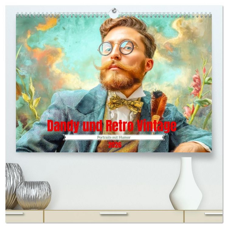 Produktbild: Dandy und Retro Vintage - Portraits mit Humor (hochwertiger Premium Wandkalender 2026 DIN A2 quer), Kunstdruck in Hochglanz