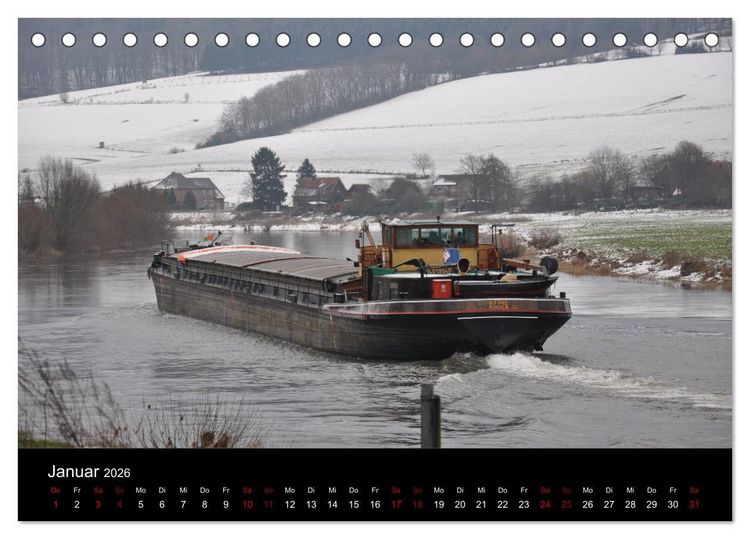 Produktbild: Schiffe auf der Oberweser (Tischkalender 2026 DIN A5 quer), CALVENDO Monatskalender