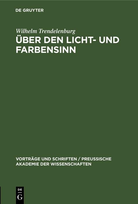 Produktbild: &Uuml;ber den Licht- und Farbensinn