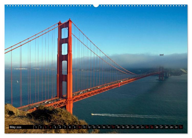 Produktbild: GOLDEN GATE BRIDGE Fascinating San Francisco (High Quality Premium Wall Calendar 2026 DIN A2 landscape),CALVENDO 12 Month Wall Calendar