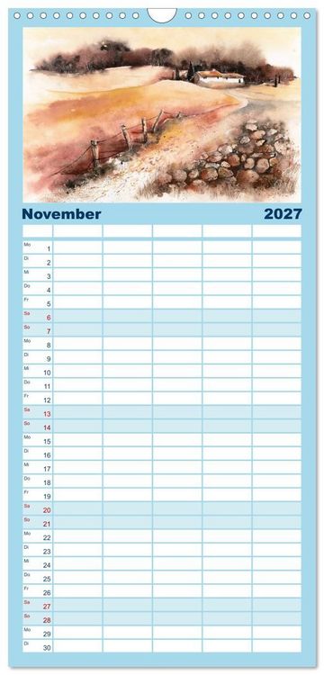 Produktbild: Familienplaner 2027 - Toskana Aquarelle mit 5 Spalten (Wandkalender, 21 x 45 cm) CALVENDO