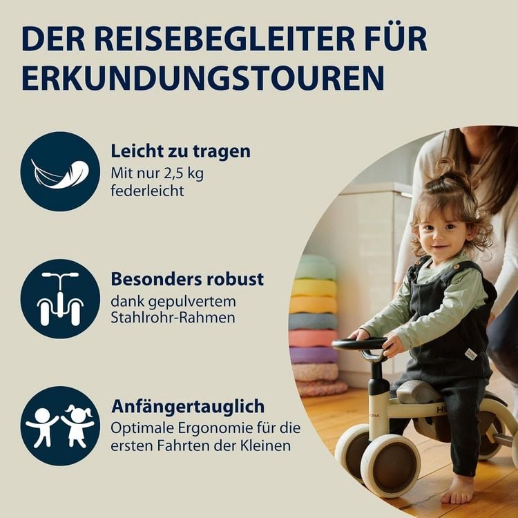 Produktbild: HUDORA 10911 - Laufrad Steppy 6 mocha, Lauflernrad für Kinder von 73-80 cm, Sitzhöhe: 22,5 cm