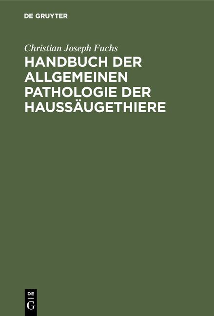 Produktbild: Handbuch der allgemeinen Pathologie der Hauss&auml;ugethiere