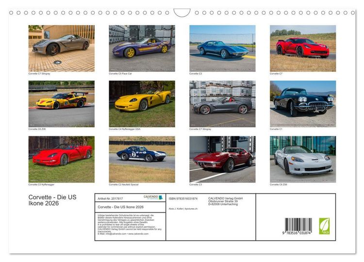Produktbild: Corvette - Die US Ikone 2026 (Wandkalender 2026 DIN A3 quer), CALVENDO Monatskalender