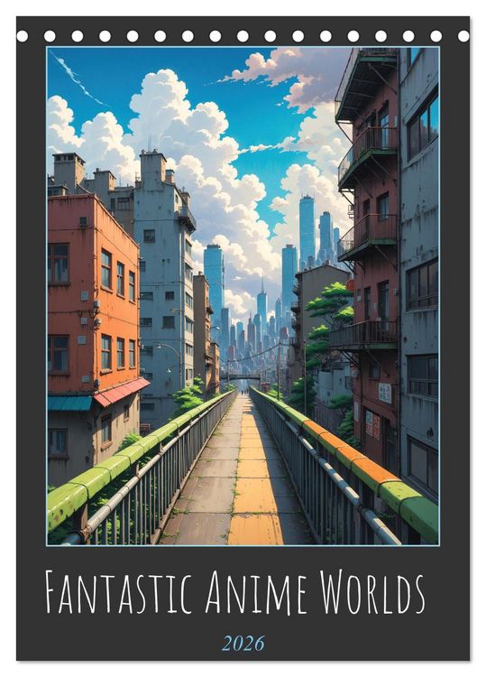 Produktbild: Fantastic Anime Worlds (Desk Calendar 2026 DIN A5 portrait), CALVENDO 12 Month DeskCalendar