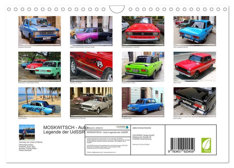 Produktbild: MOSKWITSCH - Auto-Legende der UdSSR (Wandkalender 2026 DIN A4 quer), CALVENDO Monatskalender