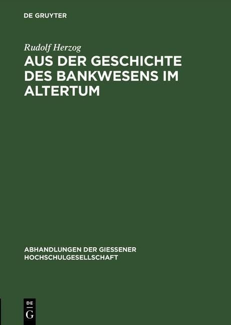 Produktbild: Aus der Geschichte des Bankwesens im Altertum