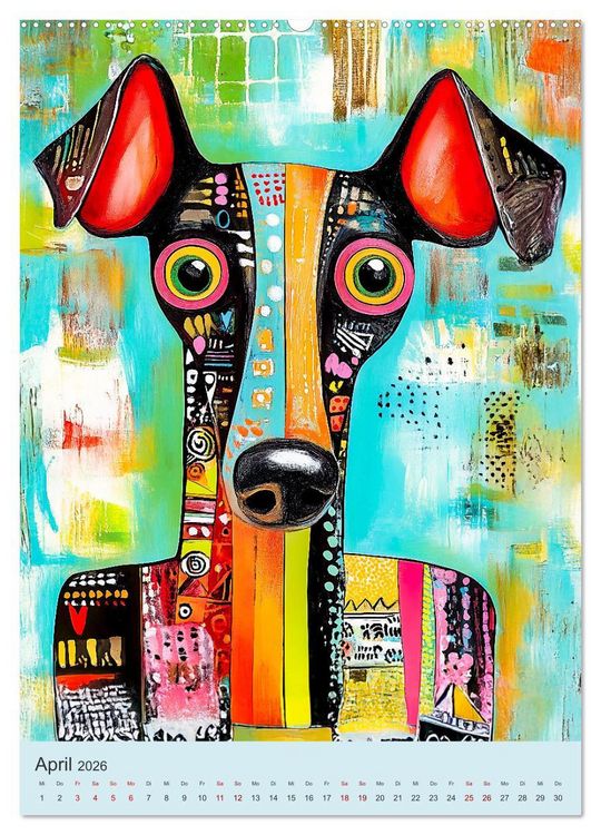 Produktbild: Pop-Art Hunde - Moderne, verr&uuml;ckte Hundeportr&auml;ts (Wandkalender 2026 DIN A2 hoch), CALVENDO Monatskalender