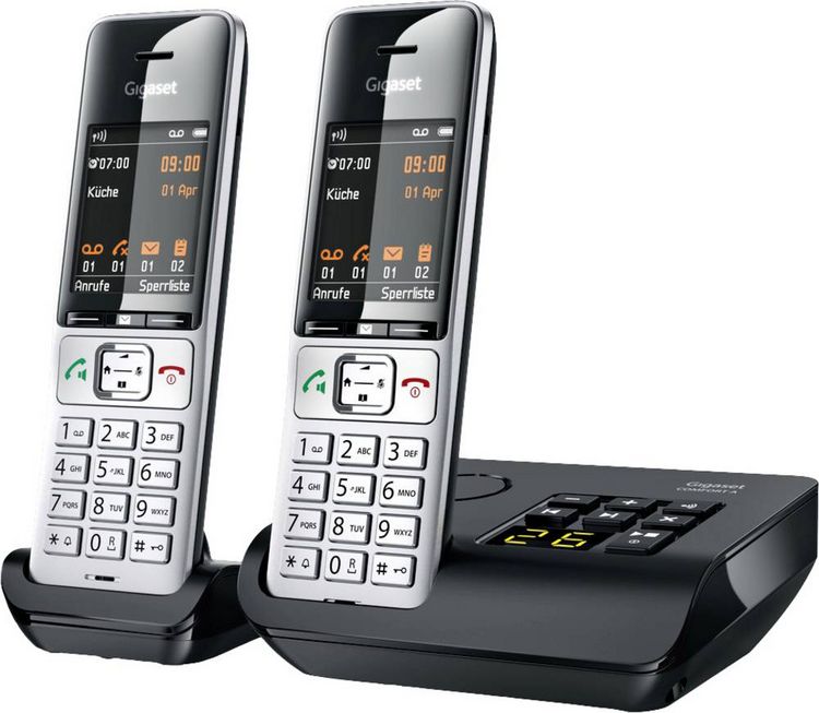 Produktbild: Gigaset COMFORT 500A duo DECT, GAP Schnurloses Telefon analog Babyphone, Freisprechen, f&uuml;r H&ouml;rger&auml;te kompatibel, Headsetanschluss