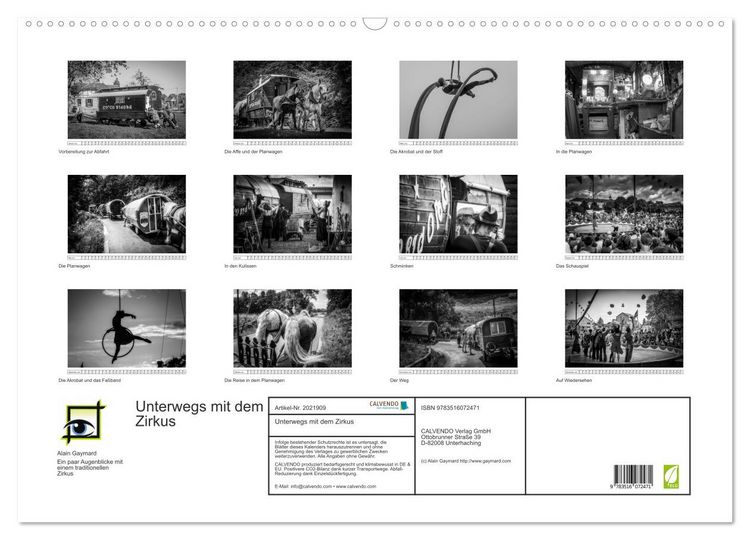 Produktbild: Unterwegs mit dem Zirkus (Wandkalender 2026 DIN A2 quer), CALVENDO Monatskalender
