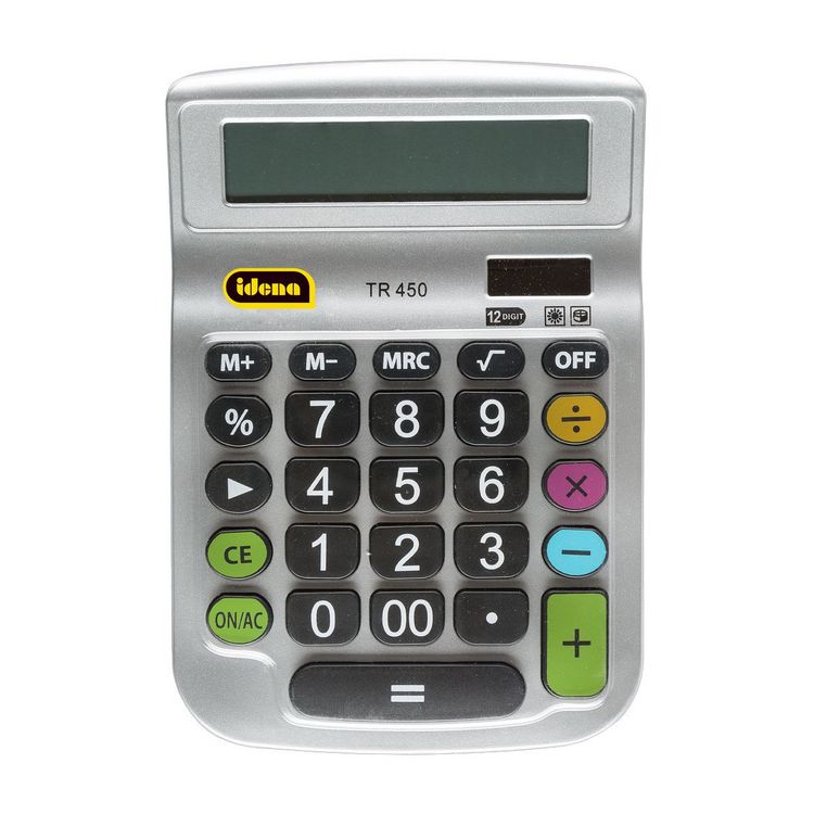 Produktbild: Idena Tischrechner TR450 12-stelliges Display grau