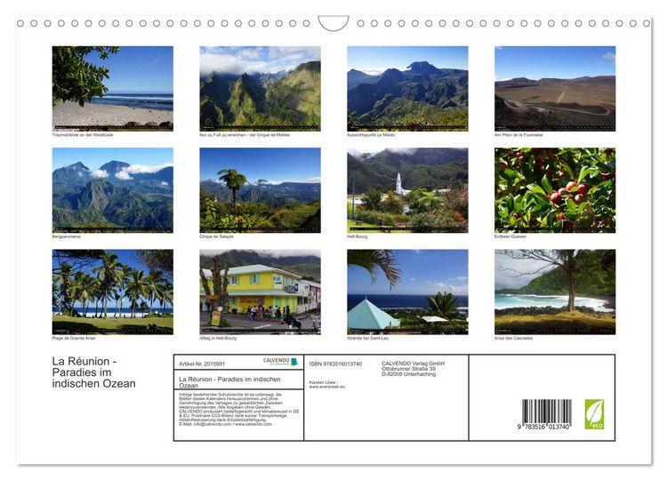 Produktbild: La R&eacute;union - Paradies im indischen Ozean (Wandkalender 2026 DIN A3 quer), CALVENDO Monatskalender