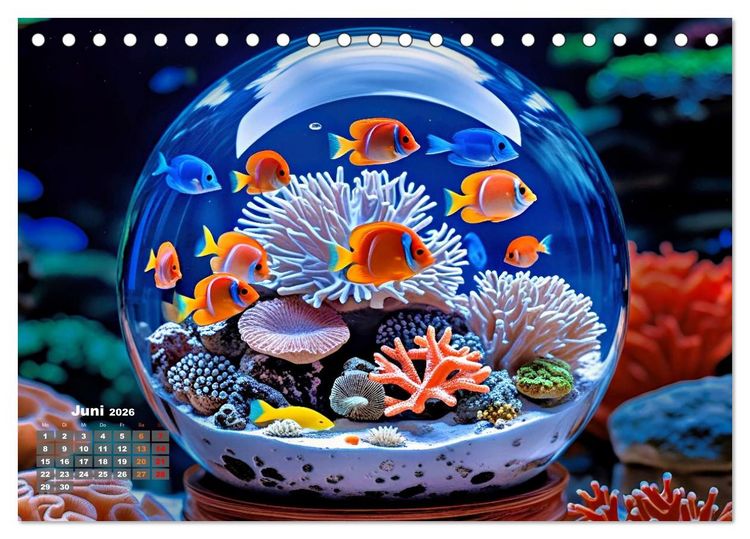 Produktbild: Aquarium in einer Glaskugel (Tischkalender 2026 DIN A5 quer), CALVENDO Monatskalender