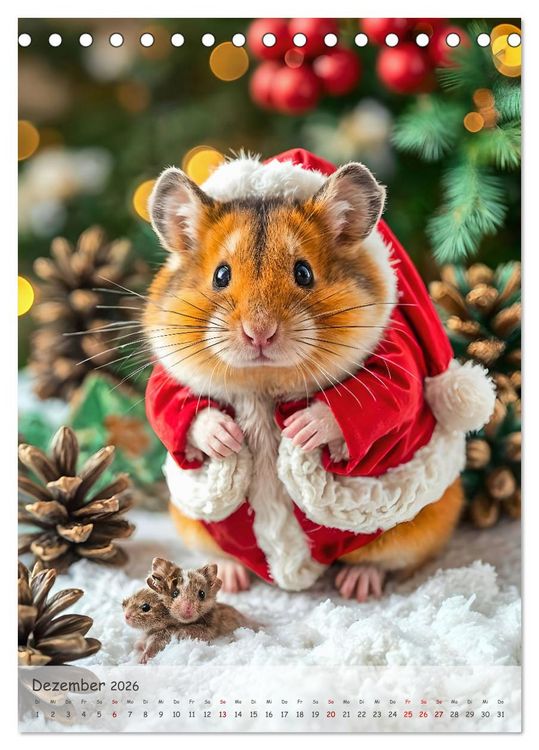 Produktbild: Hamster im Feiertagsfieber - Ein Jahr voller Flausch und Freude (Tischkalender 2026 DIN A5 hoch), CALVENDO Monatskalender
