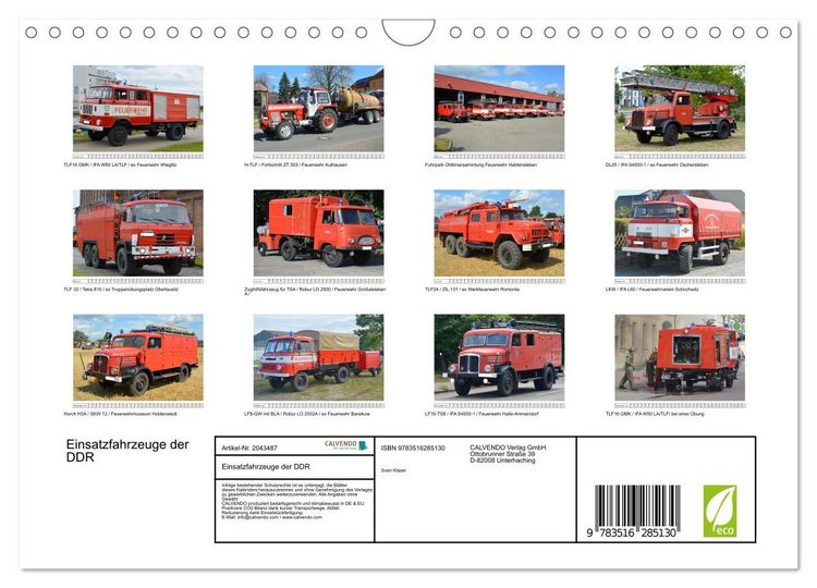 Produktbild: Einsatzfahrzeuge der DDR (Wandkalender 2026 DIN A4 quer), CALVENDO Monatskalender