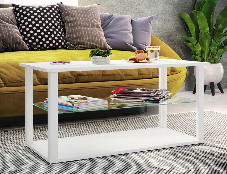 Produktbild: Holz Sofatisch Couchtisch Glas Tisch Wanilo L
