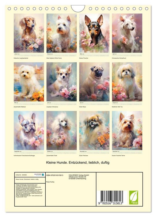 Produktbild: Kleine Hunde. Entz&uuml;ckend, lieblich, duftig (Wandkalender 2026 DIN A4 hoch), CALVENDO Monatskalender