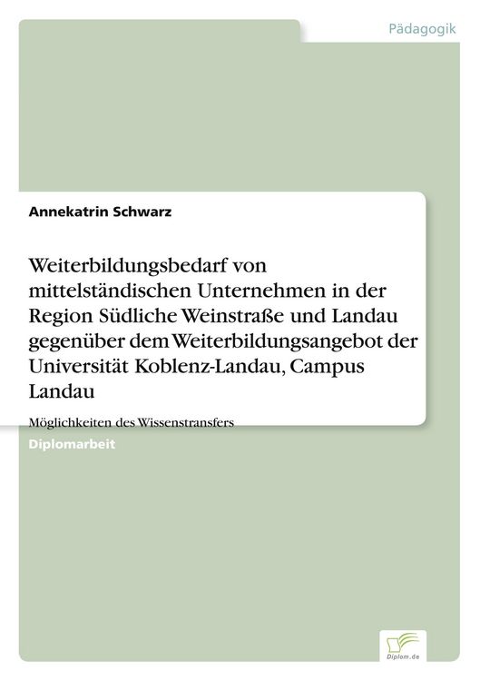 Produktbild: Weiterbildungsbedarf von mittelst&auml;ndischen Unternehmen in der Region S&uuml;dliche We